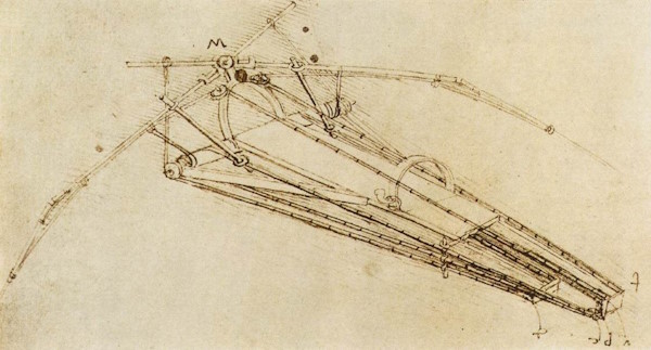نقشه یک ماشین پرنده، ترسیم شده توسط لئوناردو داوینچی