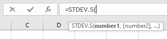 آرگومان های تابع STDEV.S در اکسل