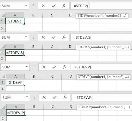 آرگومان های توابع انحراف معیار در اکسل