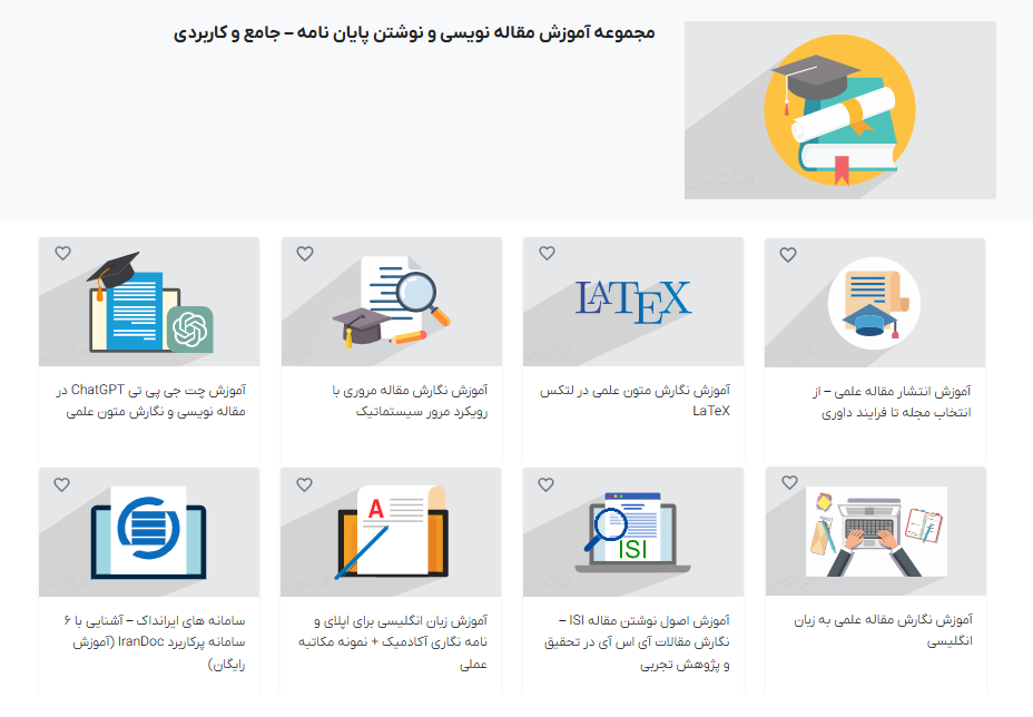 صفحه مجموعه فیلم های آموزش مقاله نویسی و نوشتن پایان نامه – جامع و کاربردی فرادرس