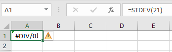 اخطار DIV در تابع STDEV در اکسل
