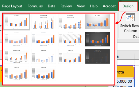 تغییر سبک نمودار-coloum-chart