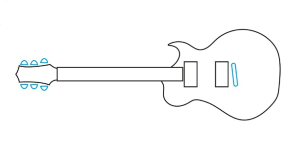 رسم پل گیتار و جزییات روی بدنه