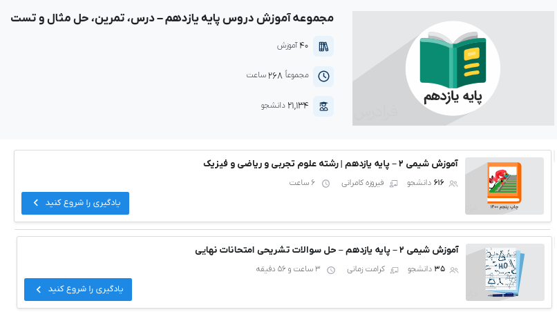 مجموعه آموزش پایه یازدهم فرادرس - شیمی