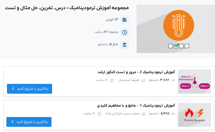 مجموعه آموزش ترمودینامیک فرادرس