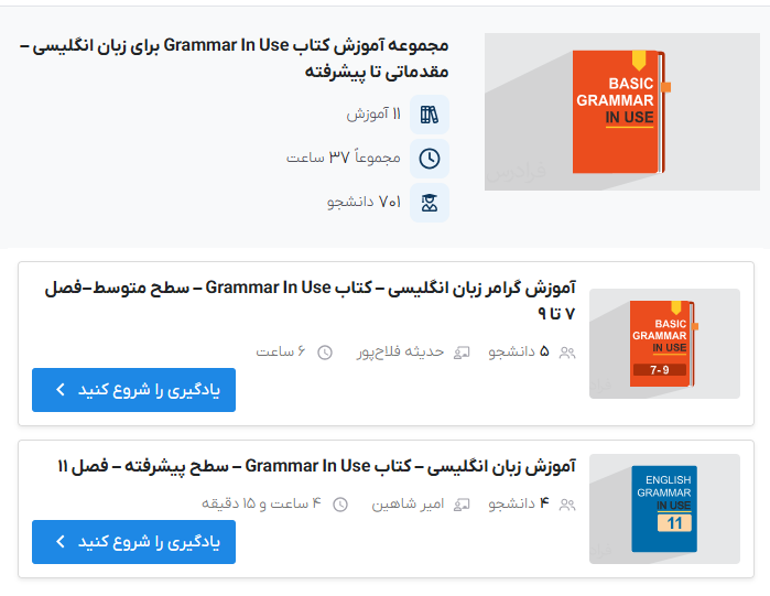 تصویر فیلم‌های آموزش گرامر زبان انگلیسی در فرادرس