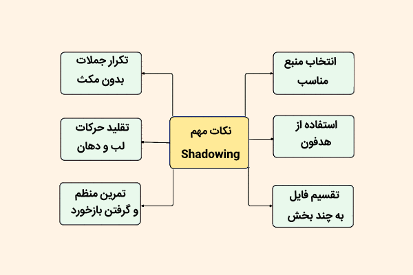 نکات مهم تکنیک Shadowing به شکل نمودار