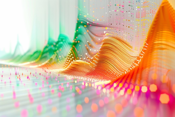 نمودارهای از دادههای رنگی که به صورت موج ایجاد شدهاند.