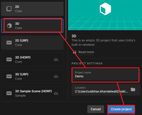 انتخاب نام و مشخصات پروژه - آموزش سی شارپ در یونیتی