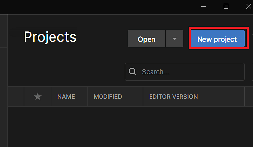 صفحه مخصوص برای شروع پروژه جدید