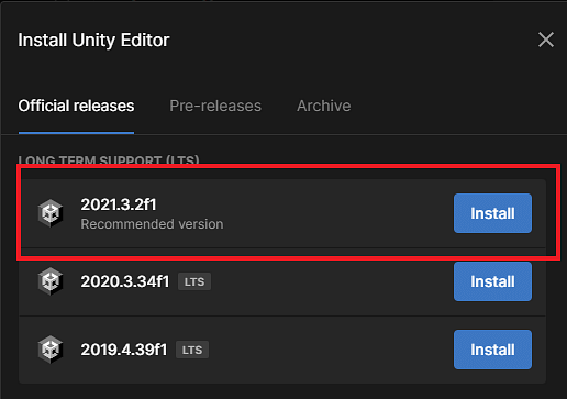 تب install در یونیتی هاب