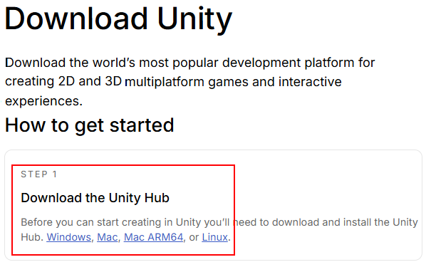 صفحه اصلی مربوط به دانلود فایل نصبی یونیتی - آموزش سی شارپ در یونیتی