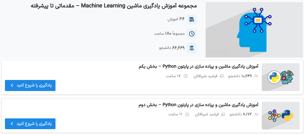 لندینگ مجموعه آموزش یادگیری ماشین در فرادرس