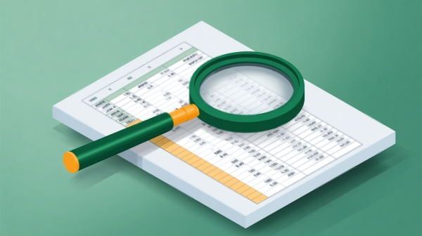 یک ذره بین روی برگه اکسل