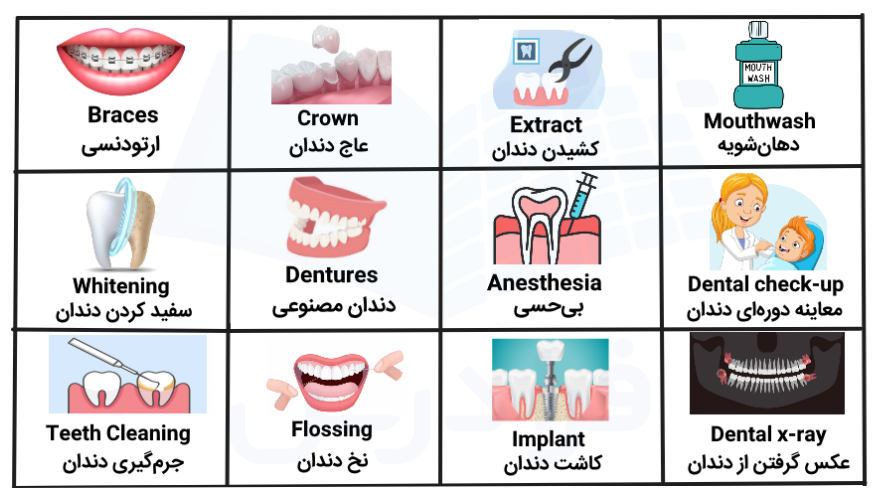 اصطلاحات انگلیسی برای درمان بیماری دهان و دندان