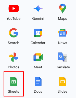 آیکون اصلی در منوی کروم - گوگل شیت چیست