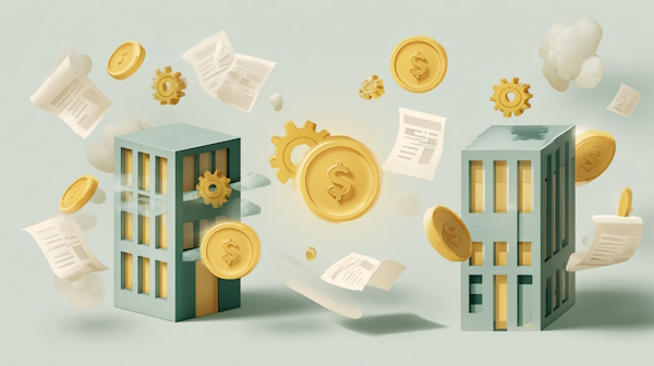 تصویری نمادین از سرمایه در گردش با استفاده از المان هایی مانند سکه پول و کاغذهای سهام