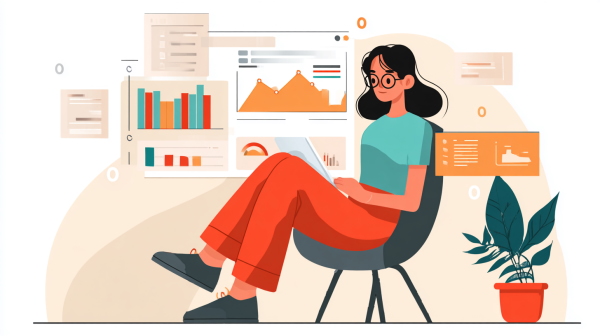 خانوم مهندس شاغل در حوزه علم داده نشسته بر روی صندلی