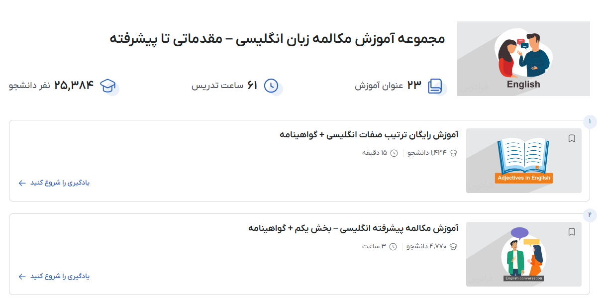 تصویر آموزش مکالمه انگلیسی در فرادرس