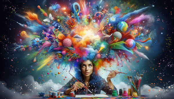 انفجار رنگ ها از سر یک نقاش