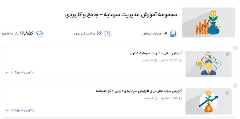 صفحه مجموعه فیلم های آموزش مدیریت سرمایه – جامع و کاربردی فرادرس