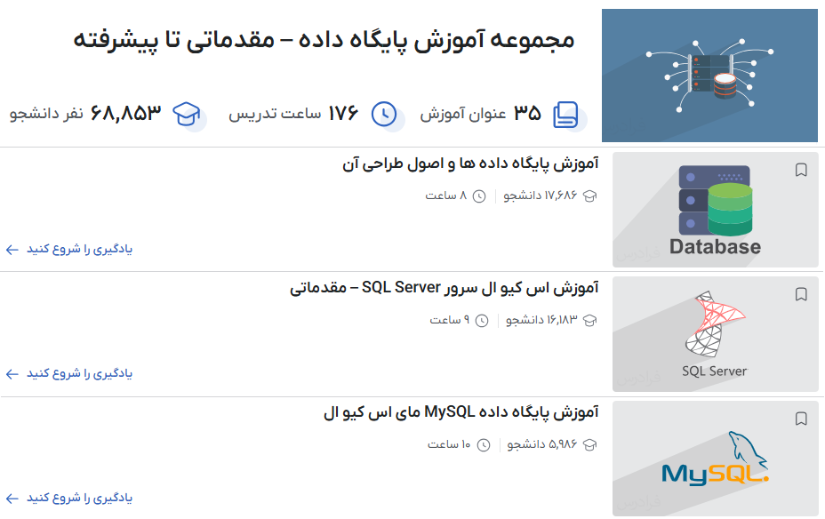 مجموعه آموزش پایگاه داده – مقدماتی تا پیشرفته