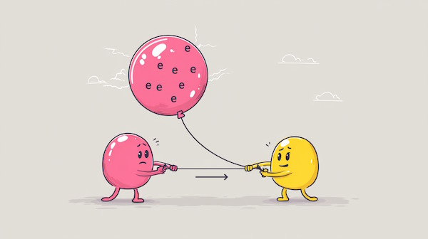 دو اتم در حال کشیدن بالن الکترونی