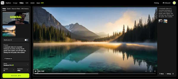 تصویر منظره در سایت Higgsfield