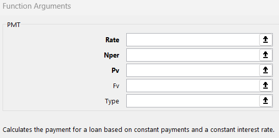 بخشهای مختلف آرگومان تابع محاسبه قسط وام- محاسبه اقساط وام