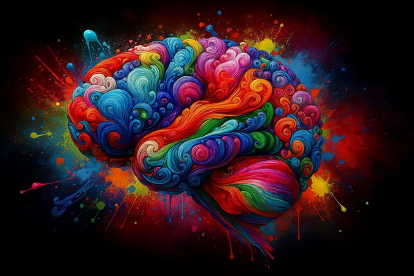 نقاشی نیمکره مغز غرق در رنگ