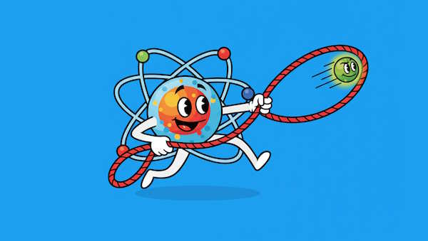 تصویر کارتونی یک اتم که با طناب الکترون می‌گیرد - خصلت نافلزی