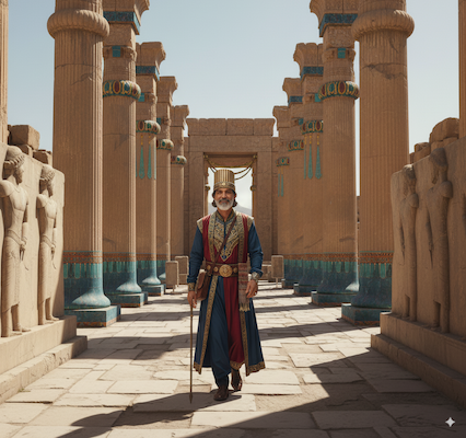 تصویر فردی در تخت جمشید با لباس سنتی با Nano Banana