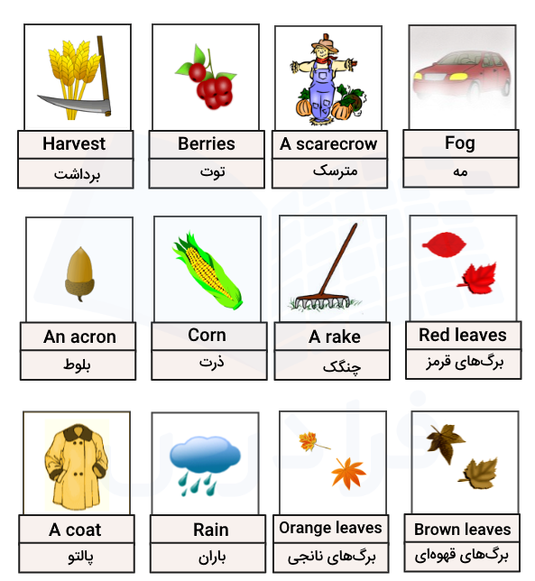 لغات مرتبط با پاییز به انگلیسی و فارسی
