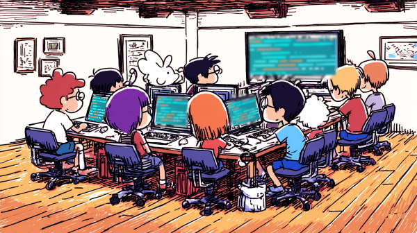 یک گروه برنامه نویس در حال کار بر روی پروژه