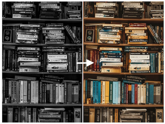 تصویر سیاه سفید و رنگی کتاب نانو بنانا