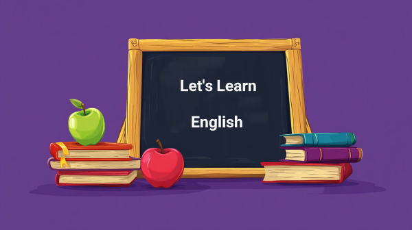 تخته سیاهی که روی آن نوشته شده Let's Learn English