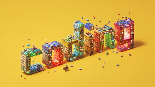 بلوک‌های مختلفی در کنار هم کلمه coding را تشکیل داده‌اند.