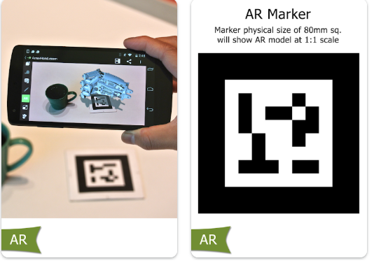 یک موبایل و نقشه سه بعدی قرار گرفته روی یک مارکر واقعیت افزوده-اتوکد
