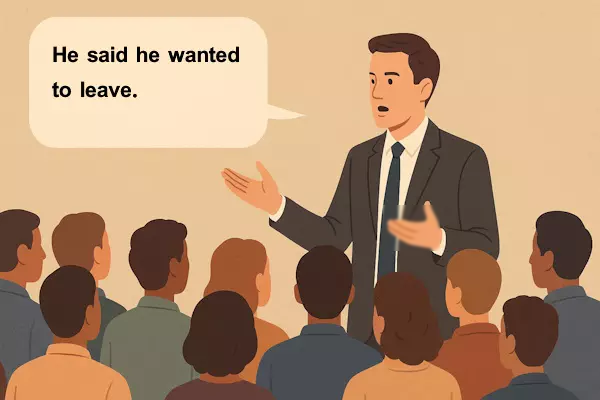 مردی برای جمع تصمیم شخصی دیگر را نقل قول مستقیم می کند.