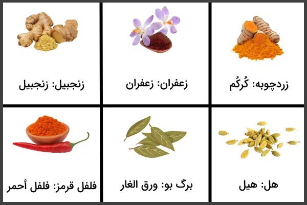 اسامی ادویه جات به عربی