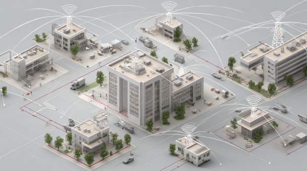 تصویر برای نمایش مقیاس‌پذیری شبکه در سطح چند ساختمان