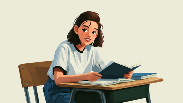 دختری در حال کتاب خواندن