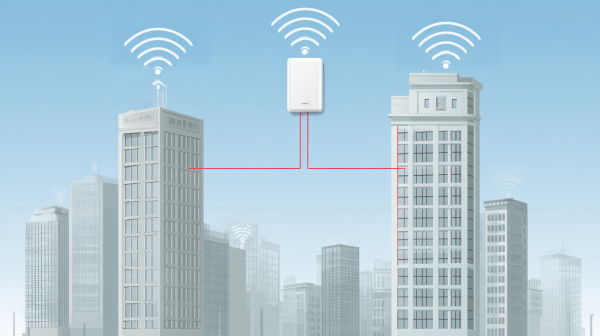 دو ساختمان مختلف با کمک شبکه بیسیم به همدیگر متصل شده‌‌اند.