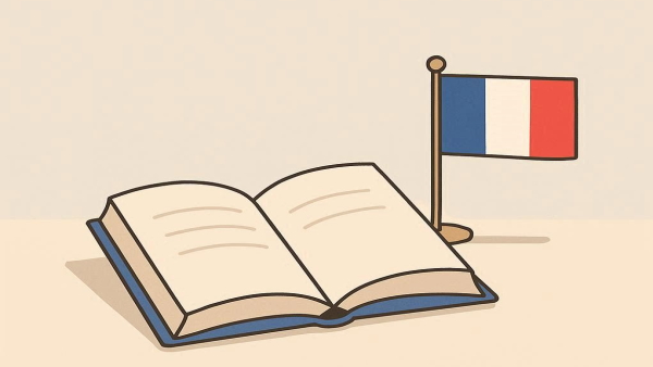 کتاب داستان کوتاه فرانسوی با پرچم فرانسه