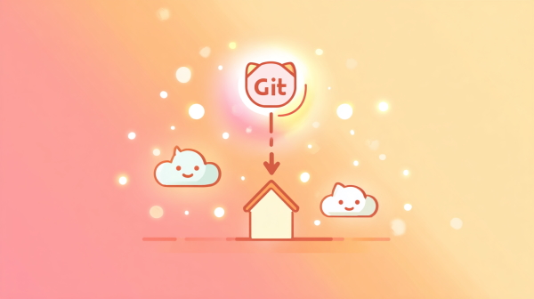 نماد گیت بر روی یک دایره با فلش به سمت خانه کوچکی اشاره می‌کند.