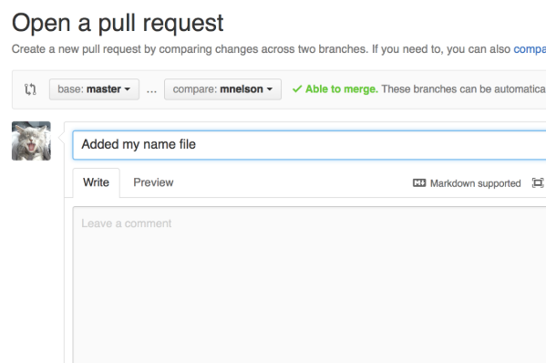 صفحه «PR» قبل از ارائه درخواست در گیت هاب