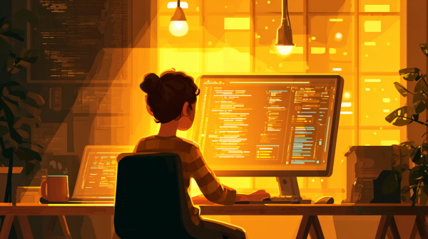 دخترکی که در حال کار با گیت و گیت هاب است.