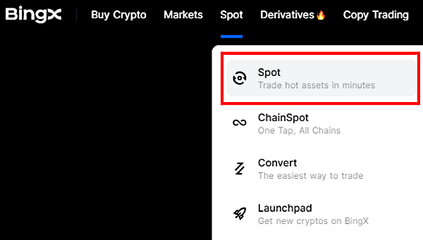معاملات اسپات صرافی BingX