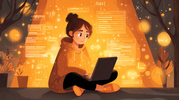 دختری در حال برنامه نویسی