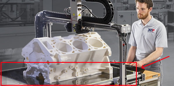 سکوی ساخت در پرینتر سه بعدی داخل کادر قرمز